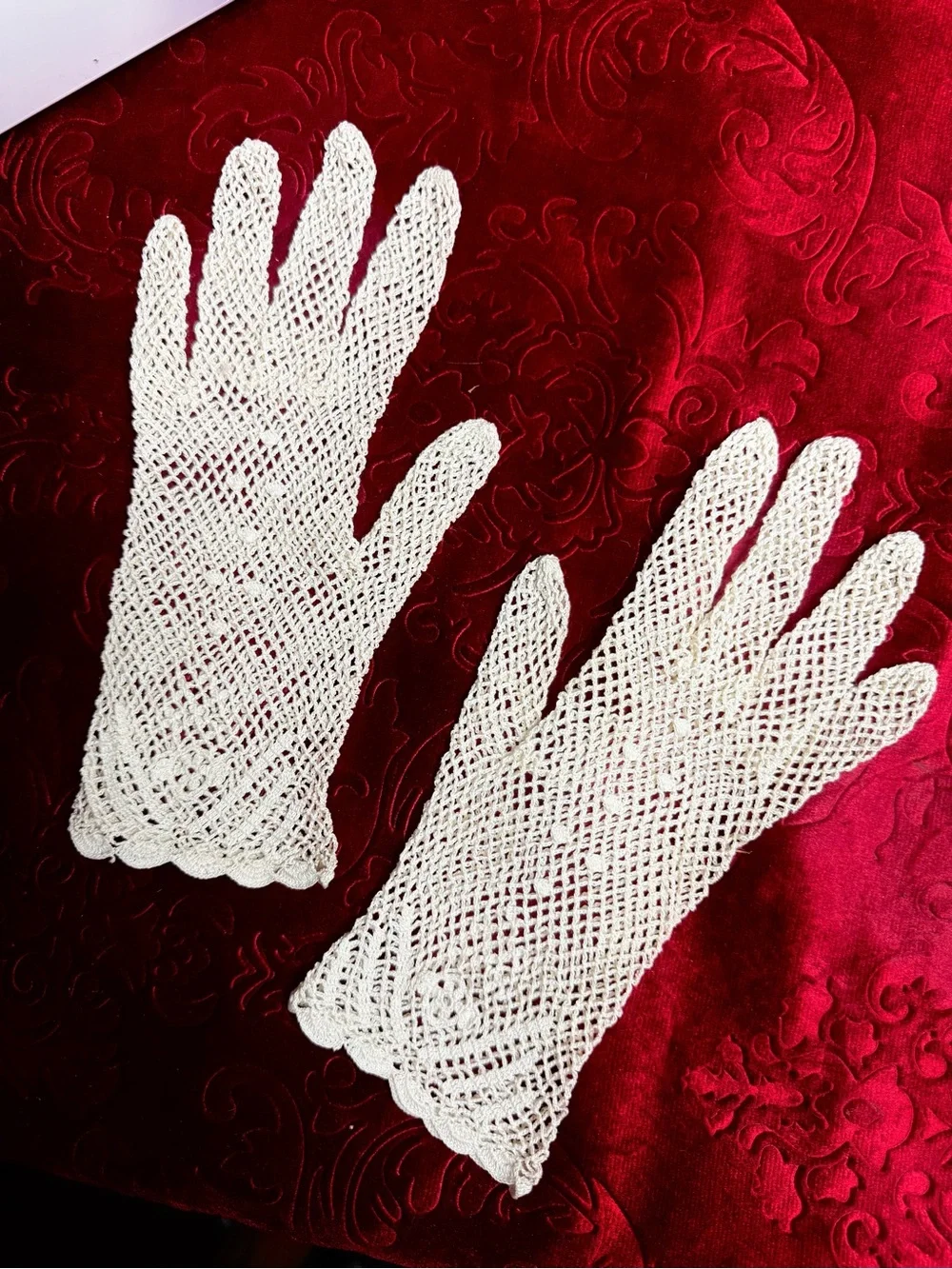 Vintage 1940’s 1950’s Evening Gloves Crochet Unique Find